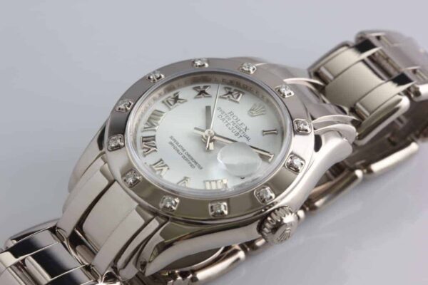 Rolex 18k Lady DateJust Pearlmaster Masterpiece Diamond Bezel Roman Dial - Reference 80319 - SOLD
