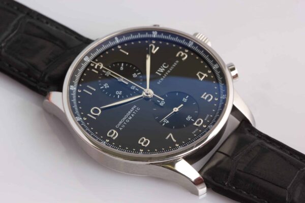 IWC SCHAFFHAUSEN SS Portuguese Chronograph Black Dial - REFERENCE IW371447 - SOLD