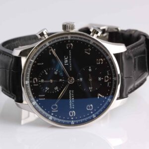 IWC SCHAFFHAUSEN SS Portuguese Chronograph Black Dial - REFERENCE IW371447 - SOLD