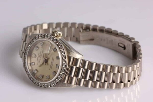 Rolex 18k White Gold Lady Datejust President Diamond Dial Diamond Bezel - Reference 69139 - POA